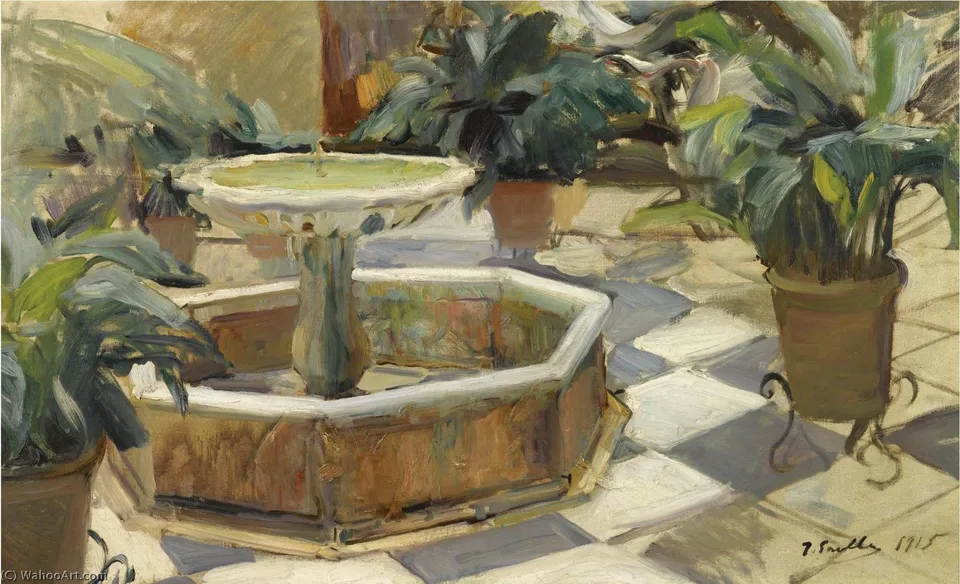 Spanish Fuente En Un Patio Sevillano Fountain In A Courtyard, Seville — Хоакин Соролла