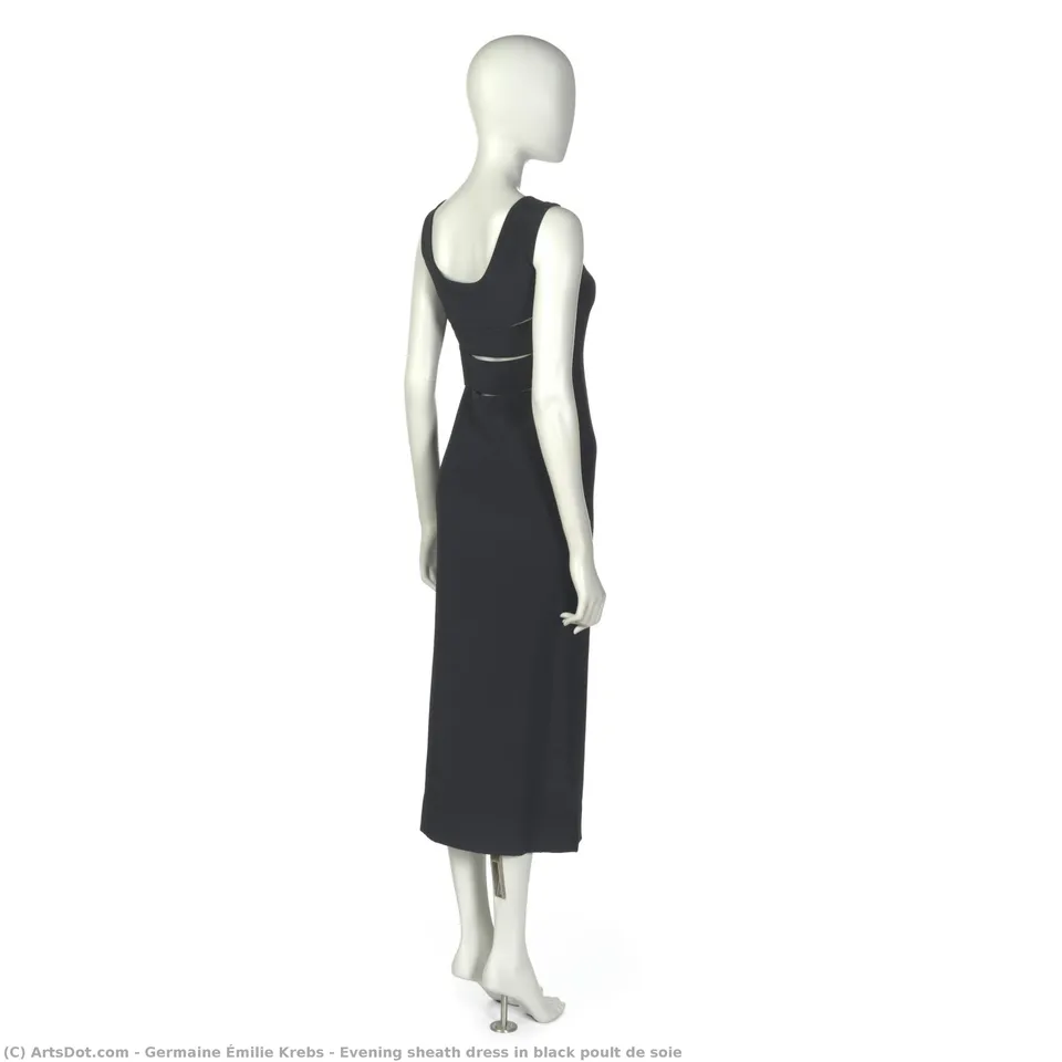 Evening Sheath Dress In Black Poult De Soie — Germaine Émilie Krebs