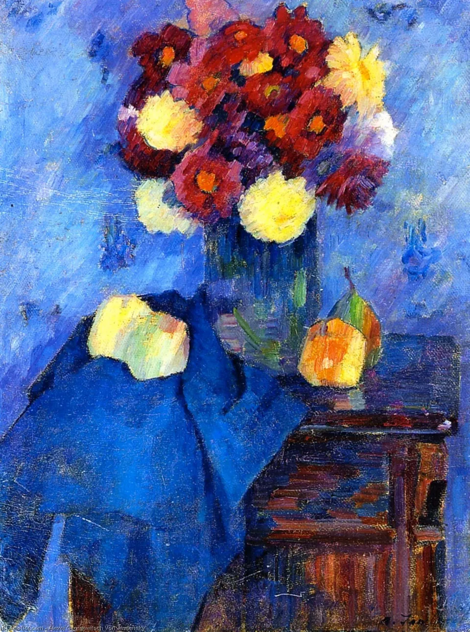 Vase With Dahlias On A Tall-boy — Алексей Георгиевич Явленский