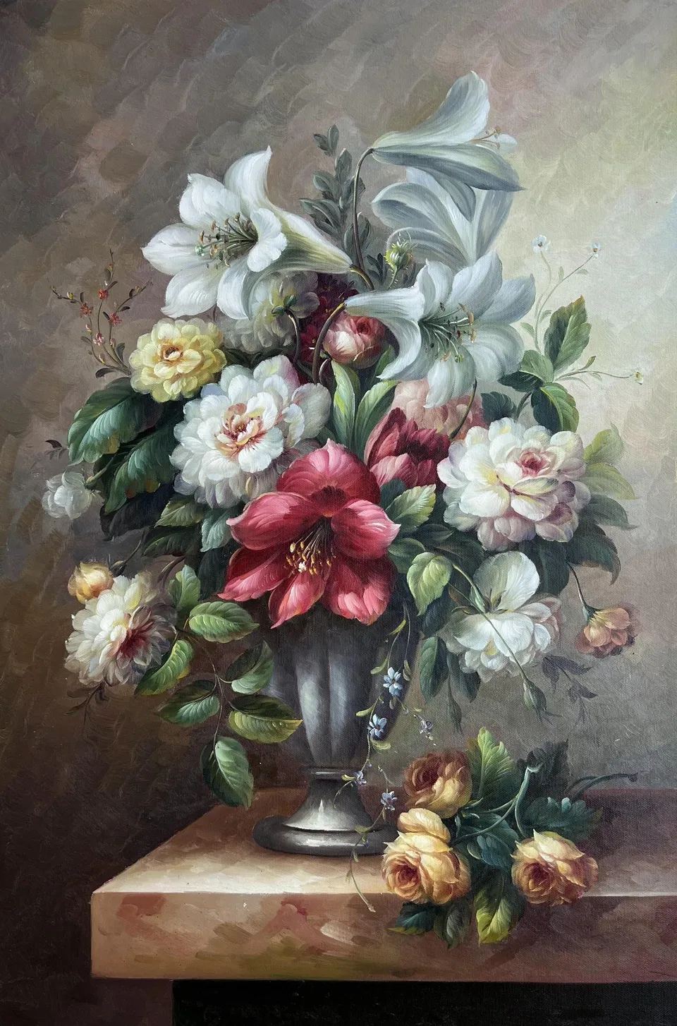 Baroque Floral Still Life With Lilies And Roses