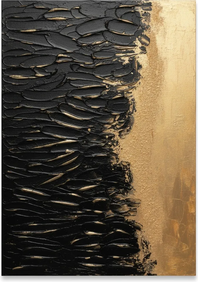 Fragmented Midnight: A Monumental Study Of Obsidian Waves And Gilded Light — David Moreau