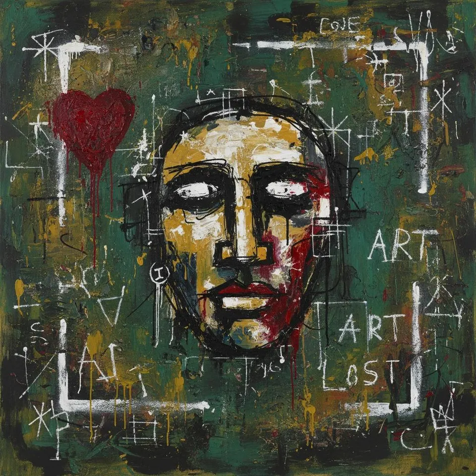 Fragmented Echoes Of A Crimson Heart In The Shadows Of Lost Art — Laurent Girard