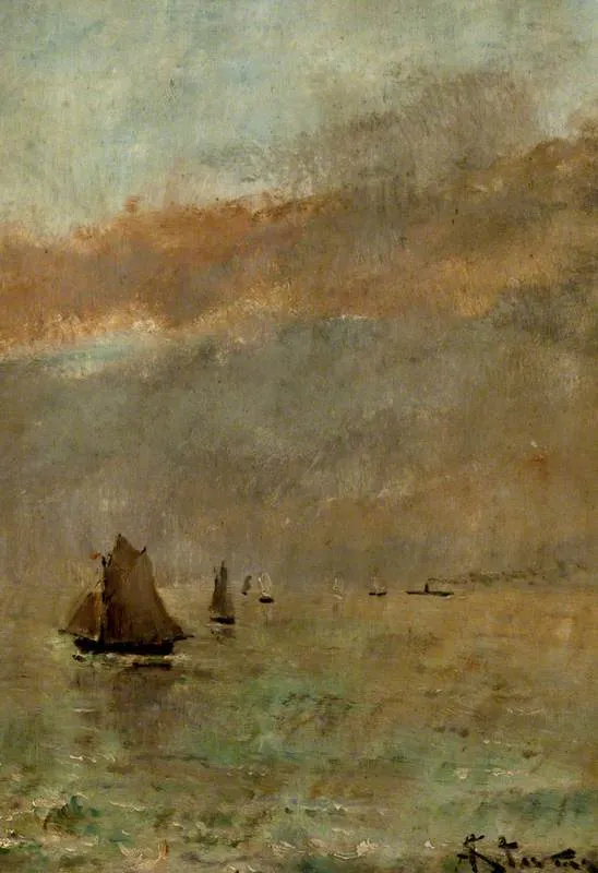 Fishing Boats At Dusk — Alfred Emile Léopold Joseph Victor Stevens