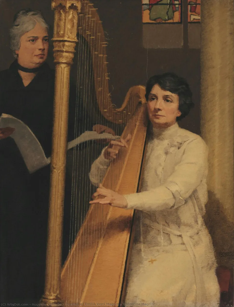 Portrait Of Emilia Verri Magrini E Valentina Magrini — Augusto Colombo