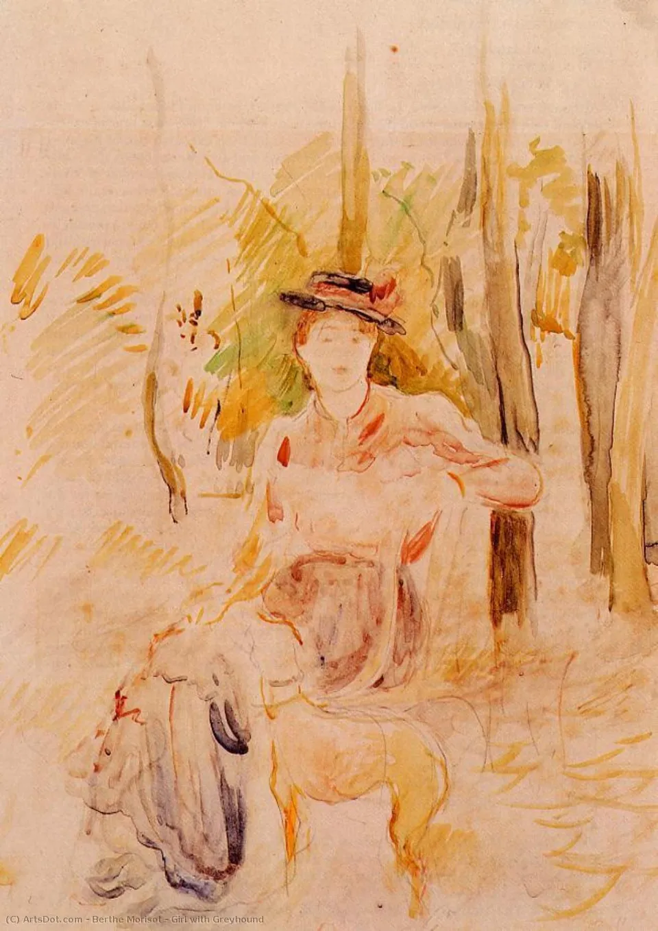 Girl With Greyhound — Берта Моризо