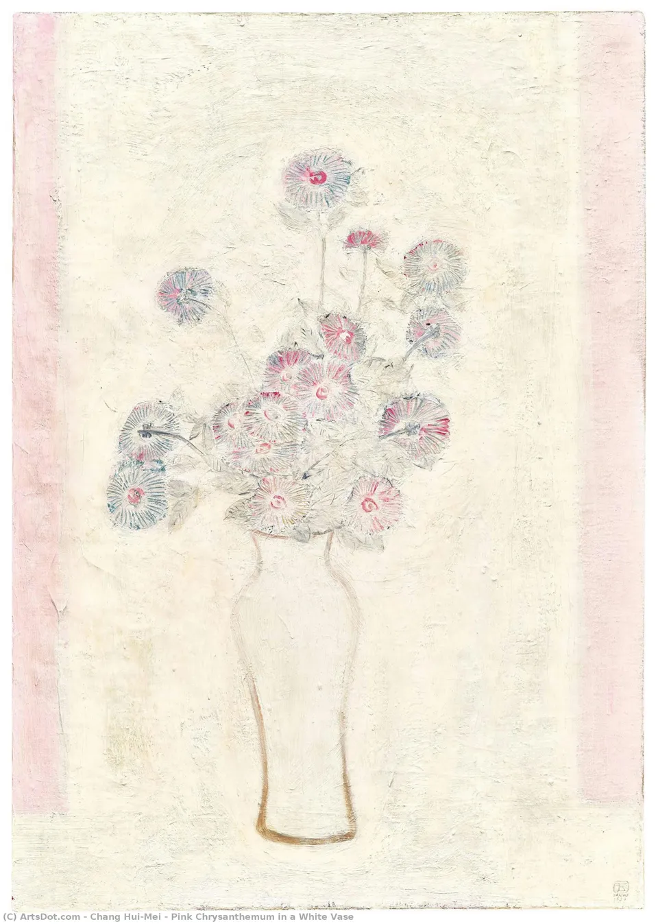 Pink Chrysanthemum In A White Vase — Chang Hui-mei