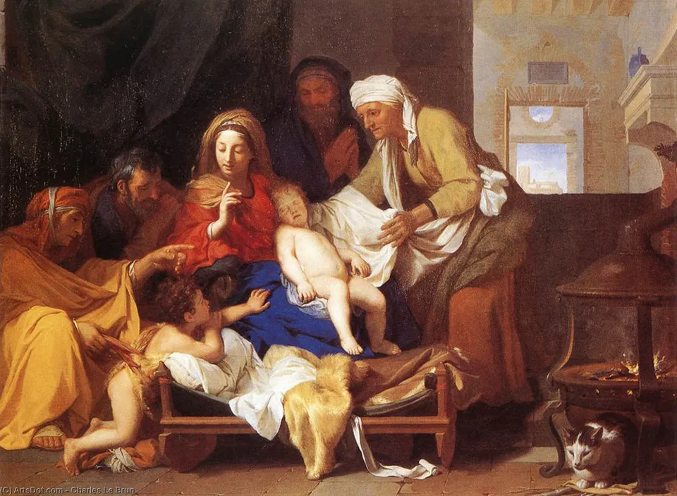 Holy Family With The Adoration Of The Child — Шарль Ле Брюн