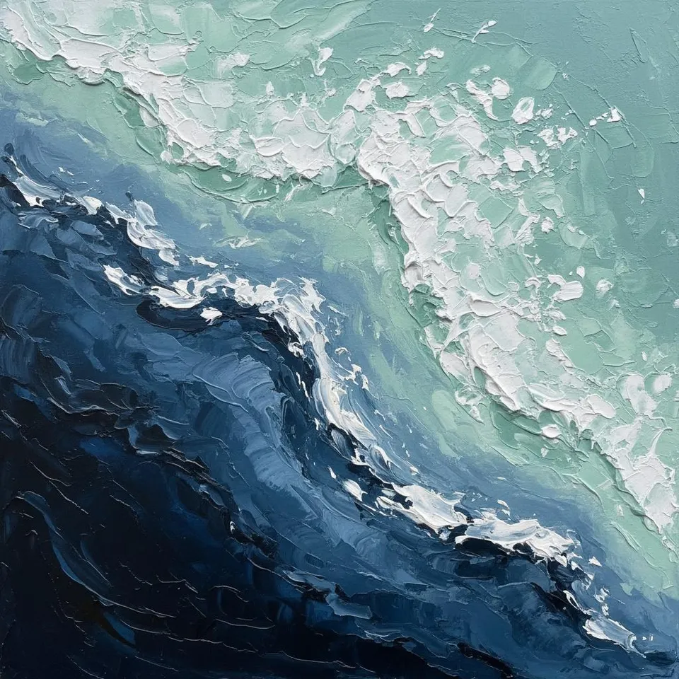 Ephemeral Surge Of Midnight Tides In Sculptural Impasto Relief — David Moreau