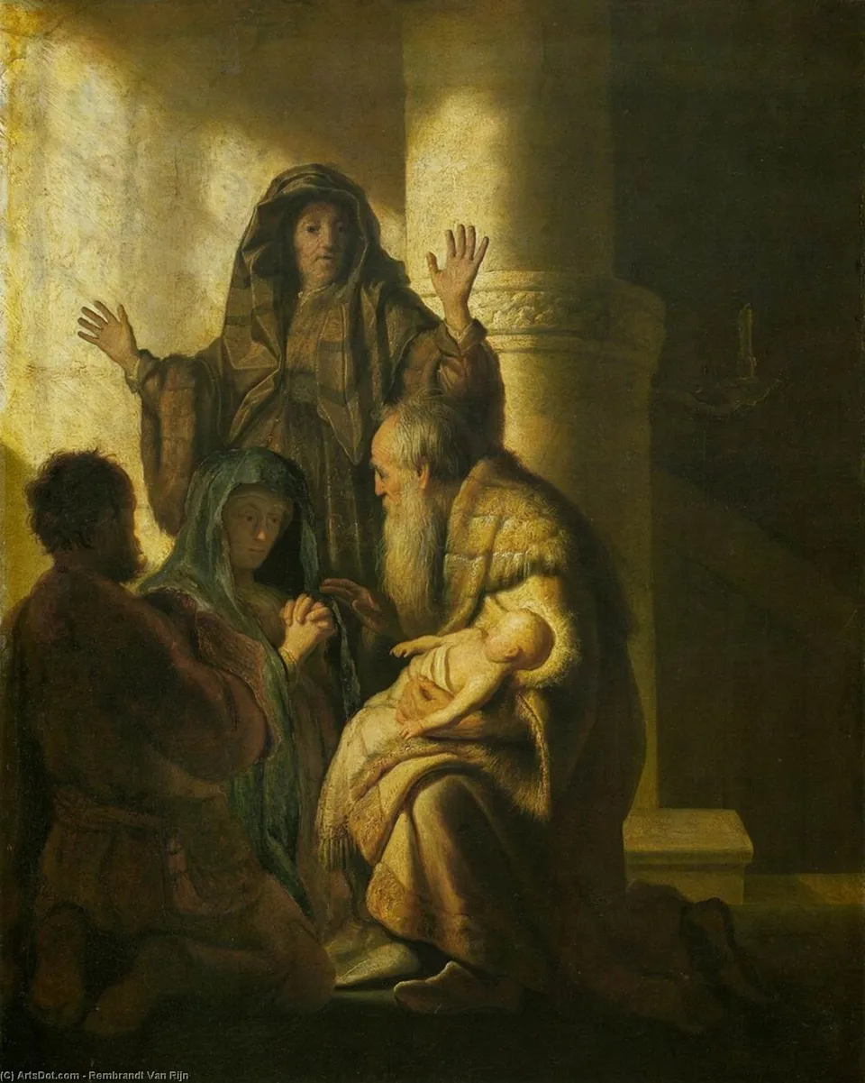 Simeon And Anna Recognize The Lord In Jesus — Рембрандт Ван Рейн