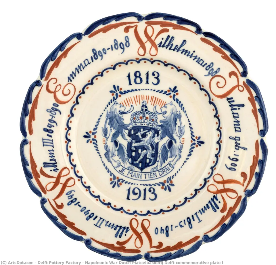 Napoleonic War Dutch Plateelbakkerij Delft Commemorative Plate I — Delft Pottery Factory