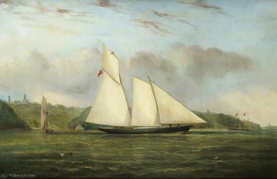 Yacht Sailing Off Osborne Bay — Arthur Wellington Fowles