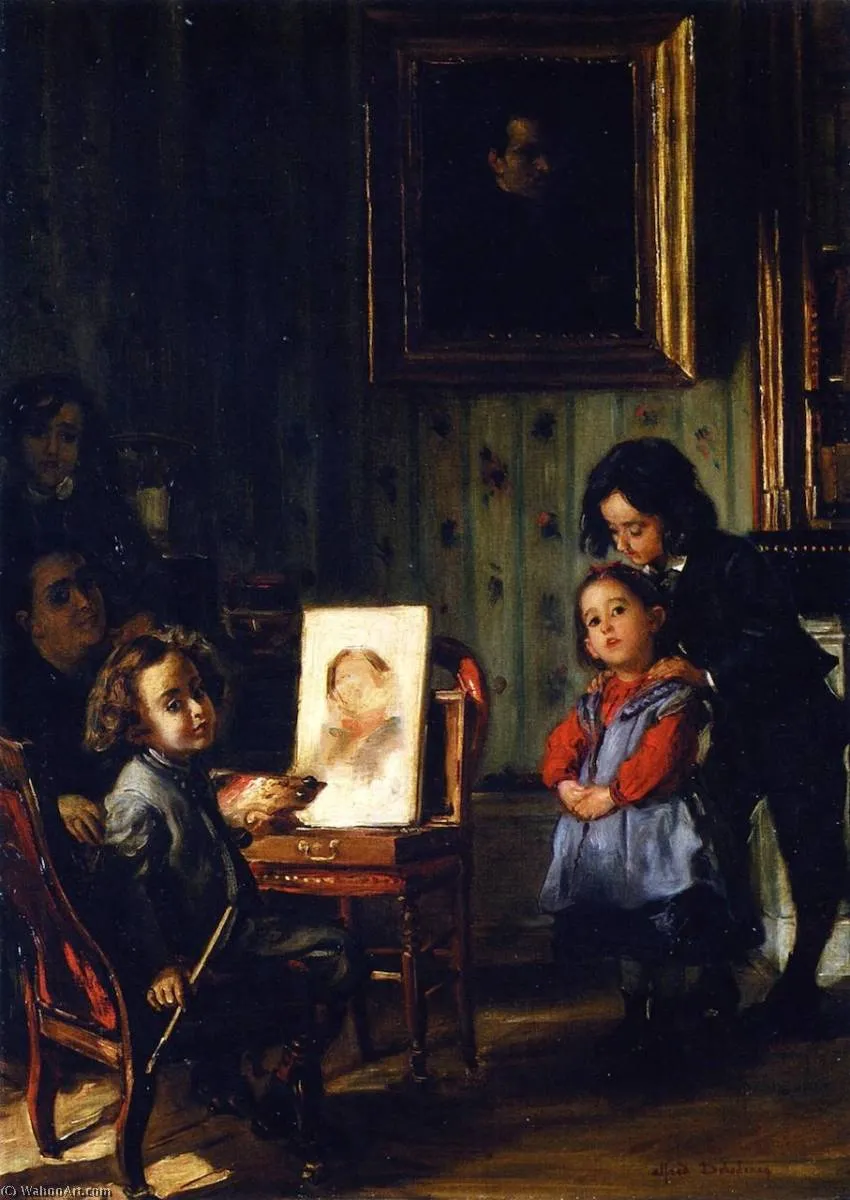 Interior, Family Life — Edme Alexis Alfred Dehodencq
