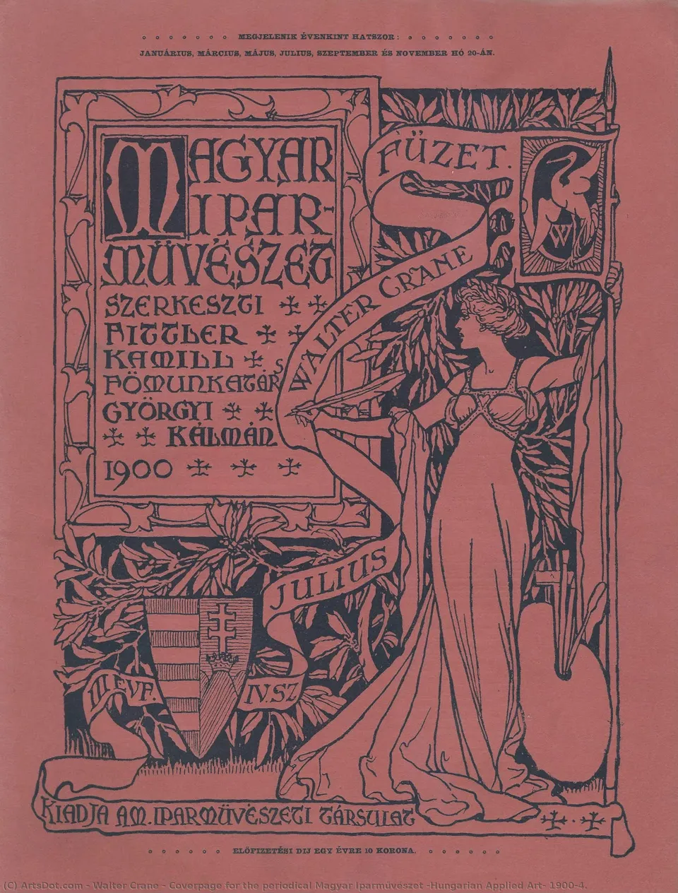 Coverpage For The Periodical Magyar Iparművészet (hungarian Applied Art) 1900/4. — Валтер Кран