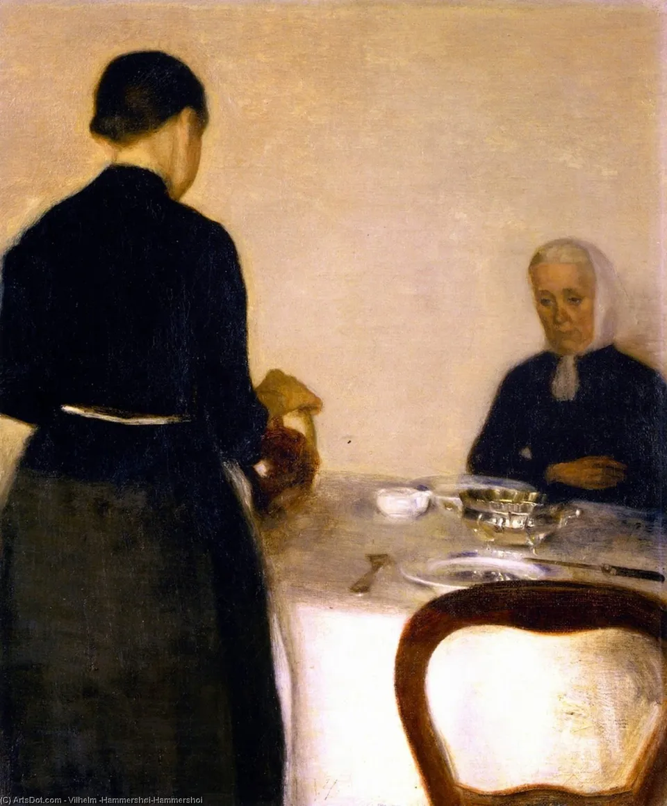 Interior With The Artist's Mother And Sister — Вильгельм Хаммерсёй