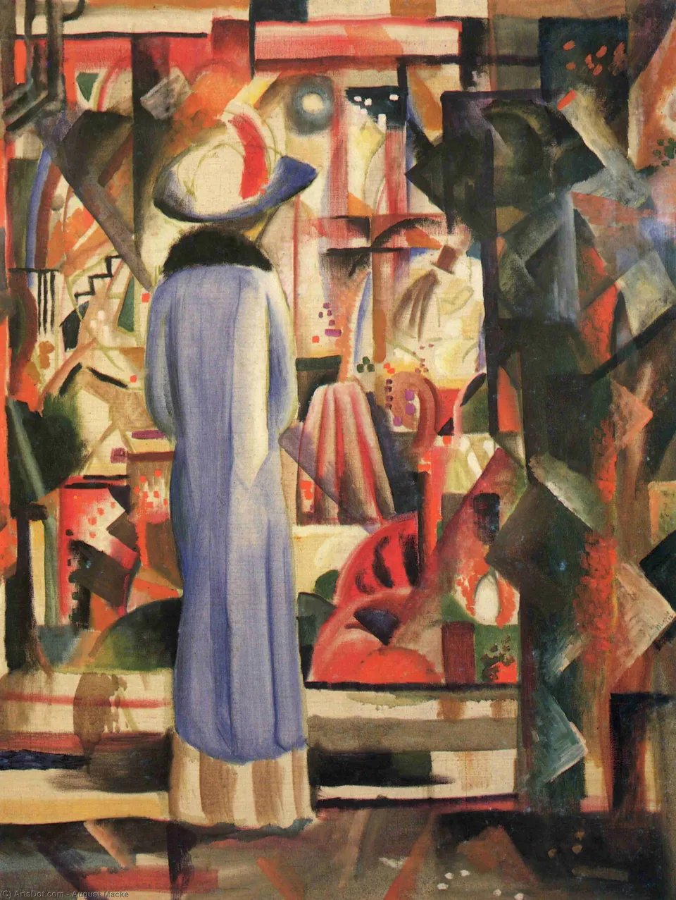 Woman In Front Of A Large Illuminated Window — Август Макке