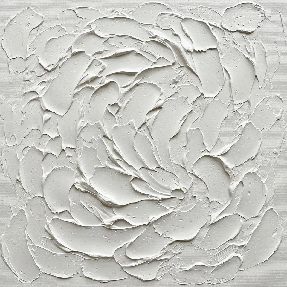 Ethereal Radiance: A Sculptural Monochromatic Study In Infinite White Impasto Relief — David Moreau