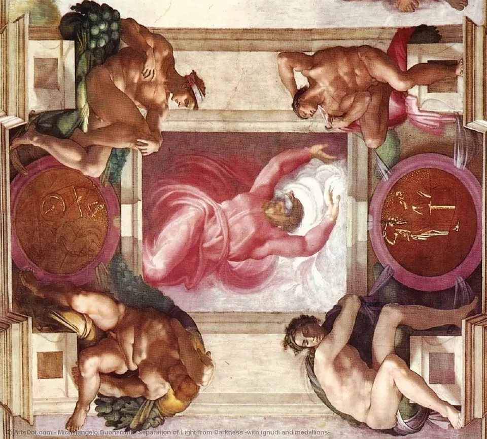 Separation Of Light From Darkness (with Ignudi And Medallions) — Микеланджело Буонарроти