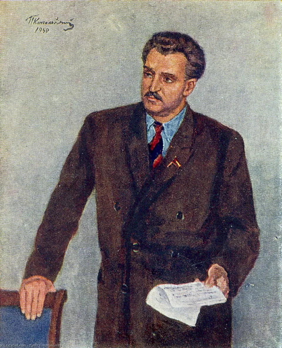 Portrait Of Konstantin Mikhailovich Simonov — Петр Кончаловский