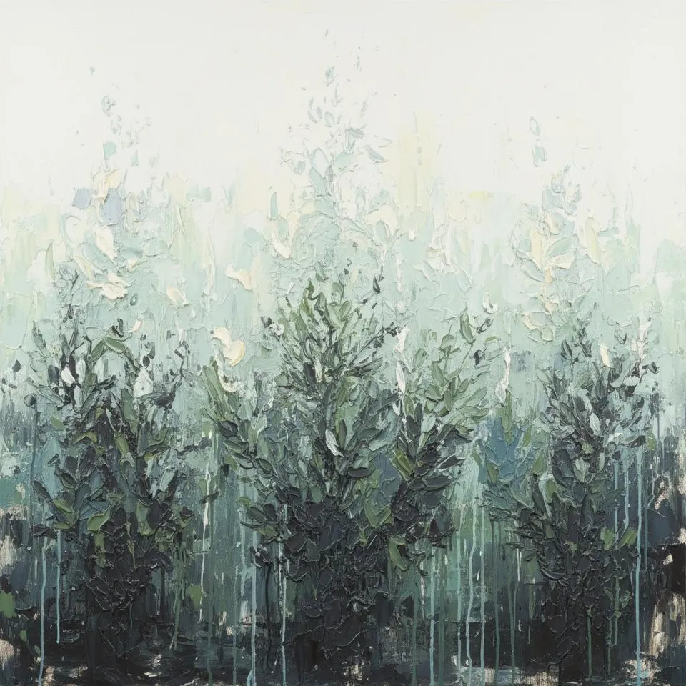 Ethereal Shadows Of A Silent Forest In Monochromatic Impasto Relief — Christian Noiret
