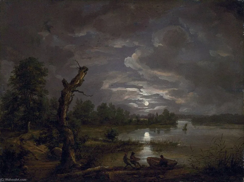 Lake Esrom By Moonlight — Иоганн Кристиан Даль