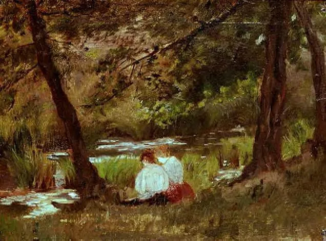 Two Women Seated By A Woodland Stream — Mary Stevenson Cassatt