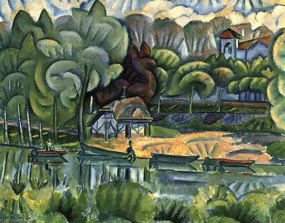 Houses On The Riverbank — Vladimir Davidovich Baranov Rossine