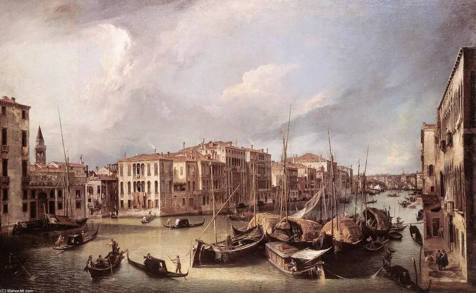 Grand Canal: Looking North-east Toward The Rialto Bridge — Каналлетто