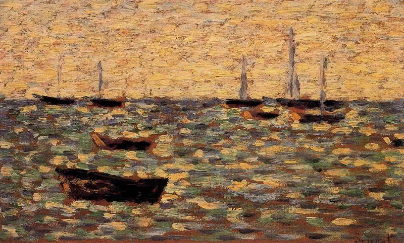 Fishing Boats And Barges, High Tide, Grandcamp — Georges Pierre Seurat