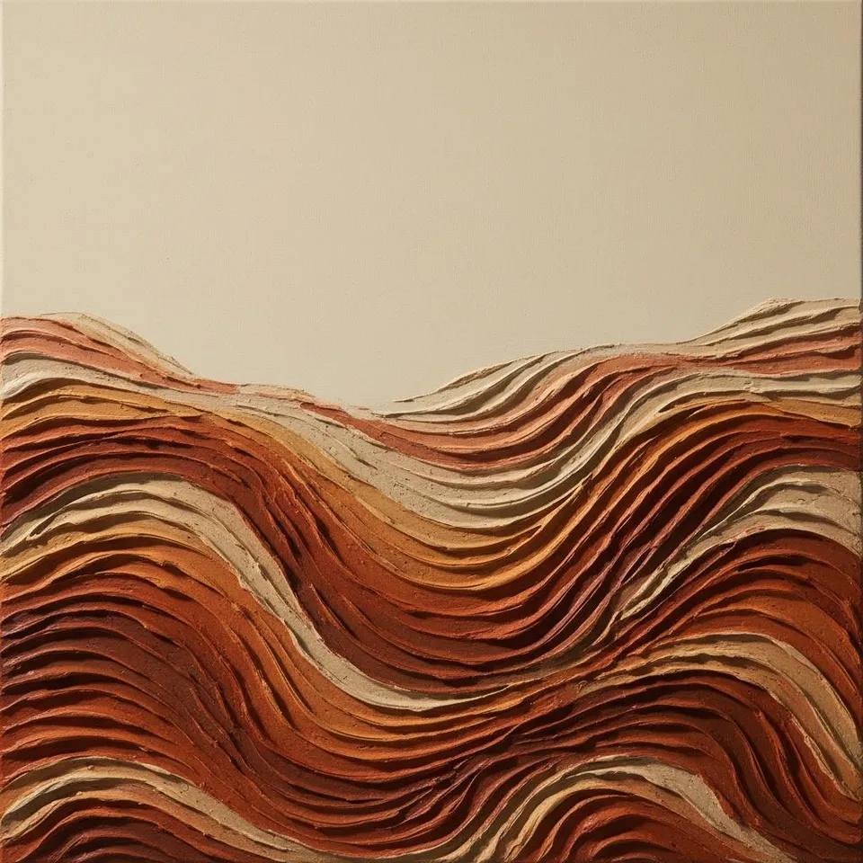 Sinuous Strata Of Warm Terracotta And Cream In Monumental Relief — David Moreau