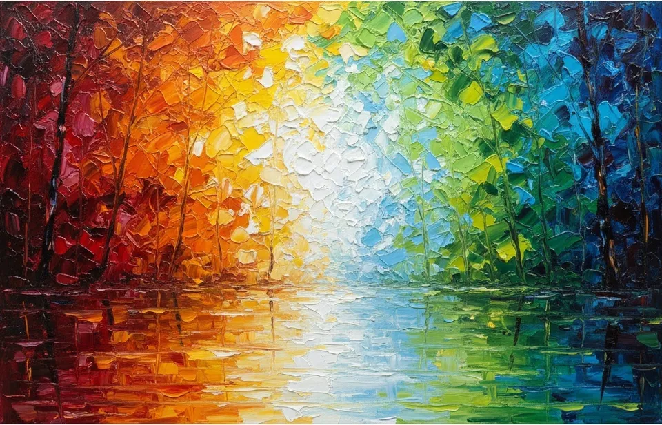 Spectral Radiance: A Singular Impasto Vision Of Prismatic Light And Forest Reflections — Christian Noiret