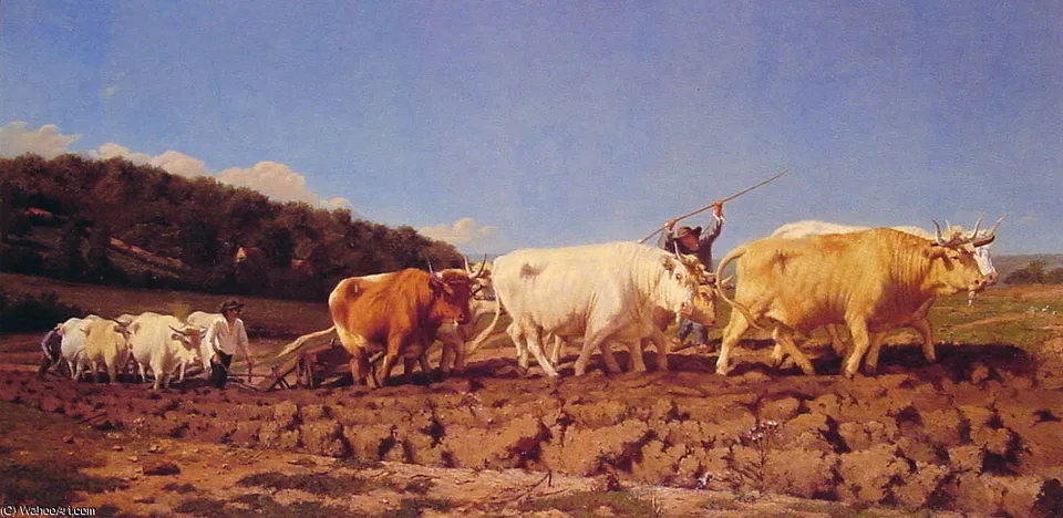 Ploughing In The Nivernais — Jules Jacques Veyrassat