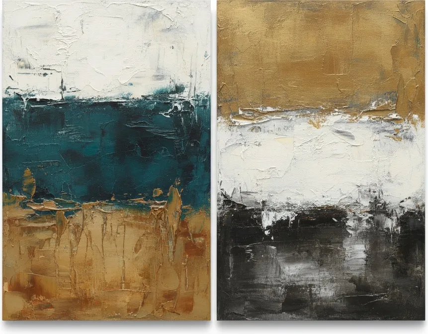 Monolith Of Light And Shadow: A Singular Diptych Of Gilded Earth And Deep Teal — David Moreau