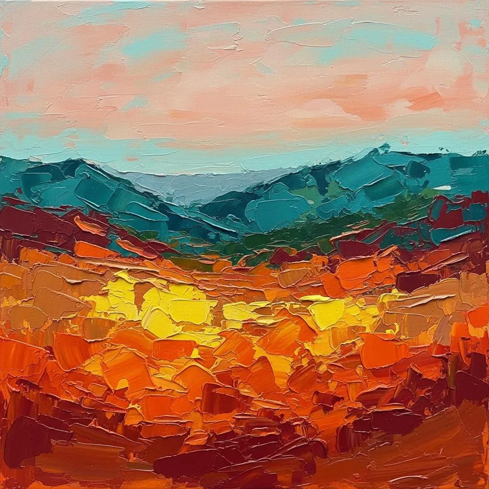 Ephemeral Horizons: Ochre Earth Meeting Azure Dusk In Layered Impasto Dreams — Christian Noiret