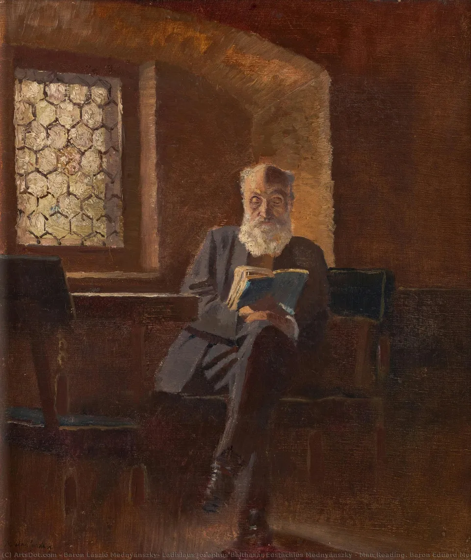 Man Reading. Baron Eduard Mednyánszky, The Painter´s Father — Baron László Mednyánszky, Ladislaus Josephus Balthasar Eustachius Mednyánszky