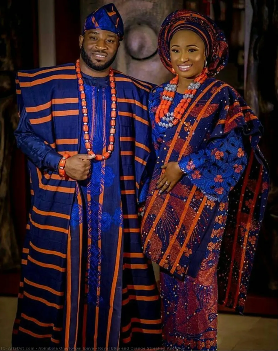 Royal Blue And Orange Streaked Aso-oke — Abimbola Omotoyosi Ipaye