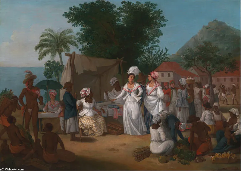 A Linen Market With A Linen-stall And Vegetable Seller In The West Indies — Агостино Брунияс