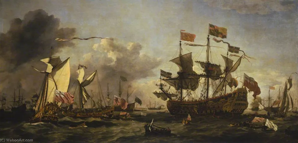 A Royal Visit To The Fleet In The Thames Estuary, 1672 — Виллем Ван Де Вельде Старший