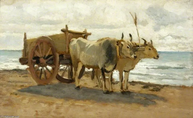 Bullocks Drawing A Cart — William Heath Wilson