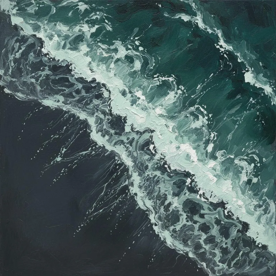 Ephemeral Surge Of The Midnight Tide In Sculptural Impasto Monochrome — Christian Noiret