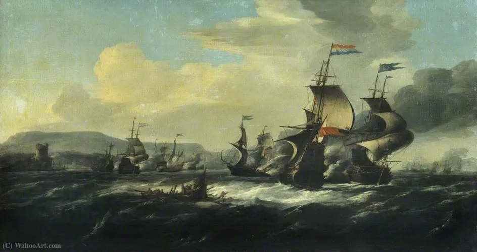 A Battle Between The Dutch And Barbary Pirates Near The Coast — Hendrik Van Minderhout