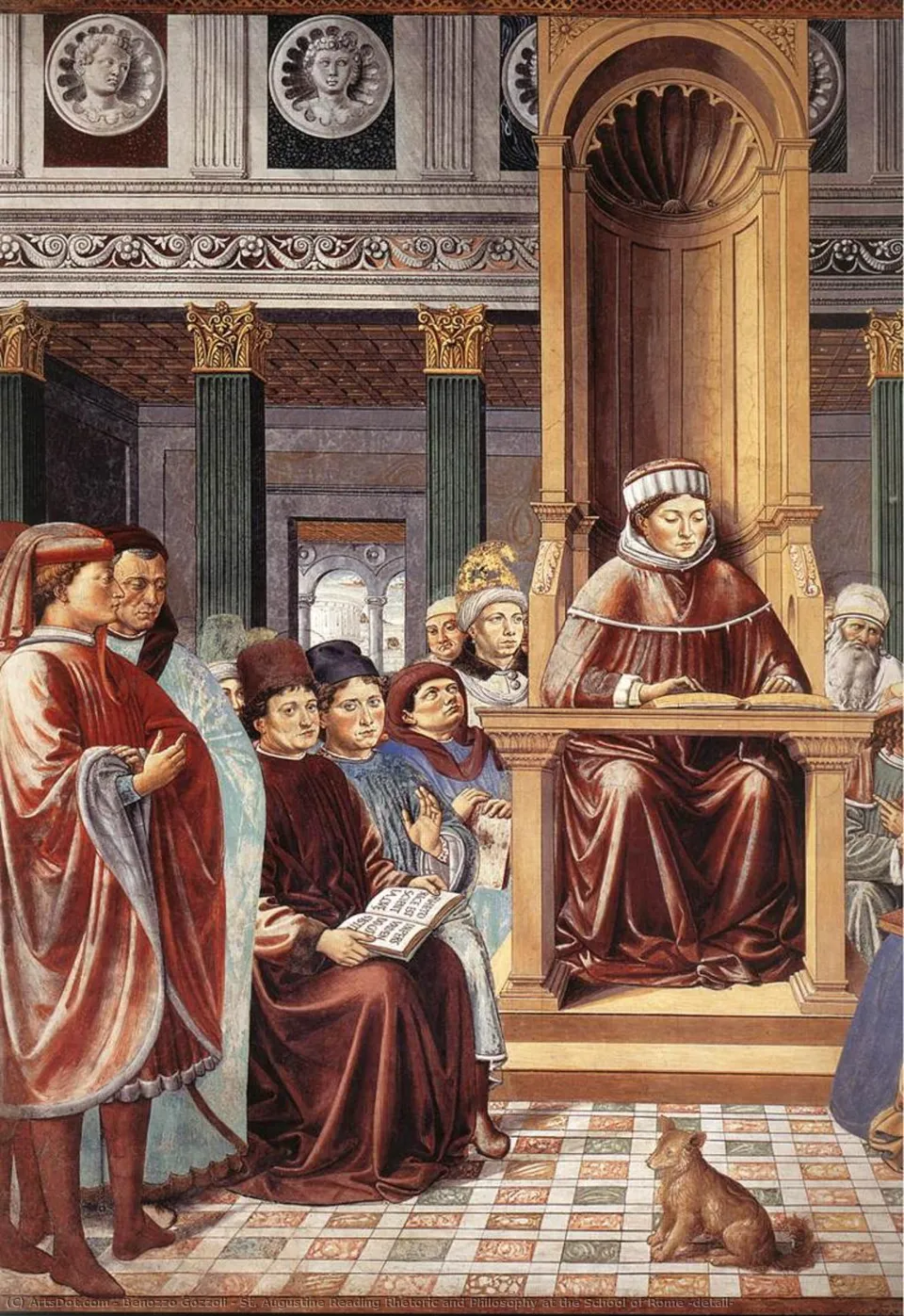St. Augustine Reading Rhetoric And Philosophy At The School Of Rome (detail) — Бензозо Гоззоли