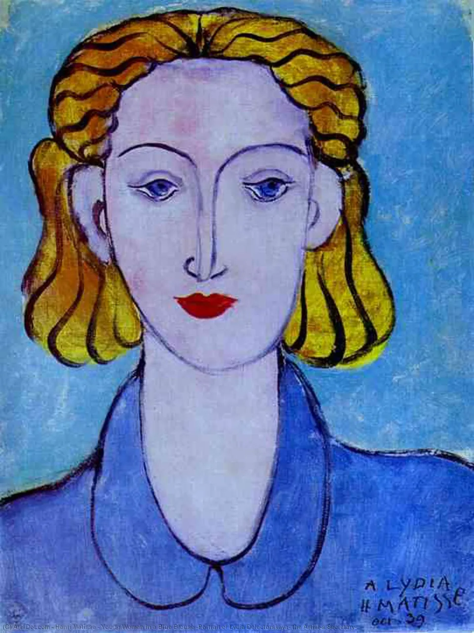 Young Woman In A Blue Blouse (portrait Of Lydia Delectorskaya, The Artist's Secretary) — Матисс