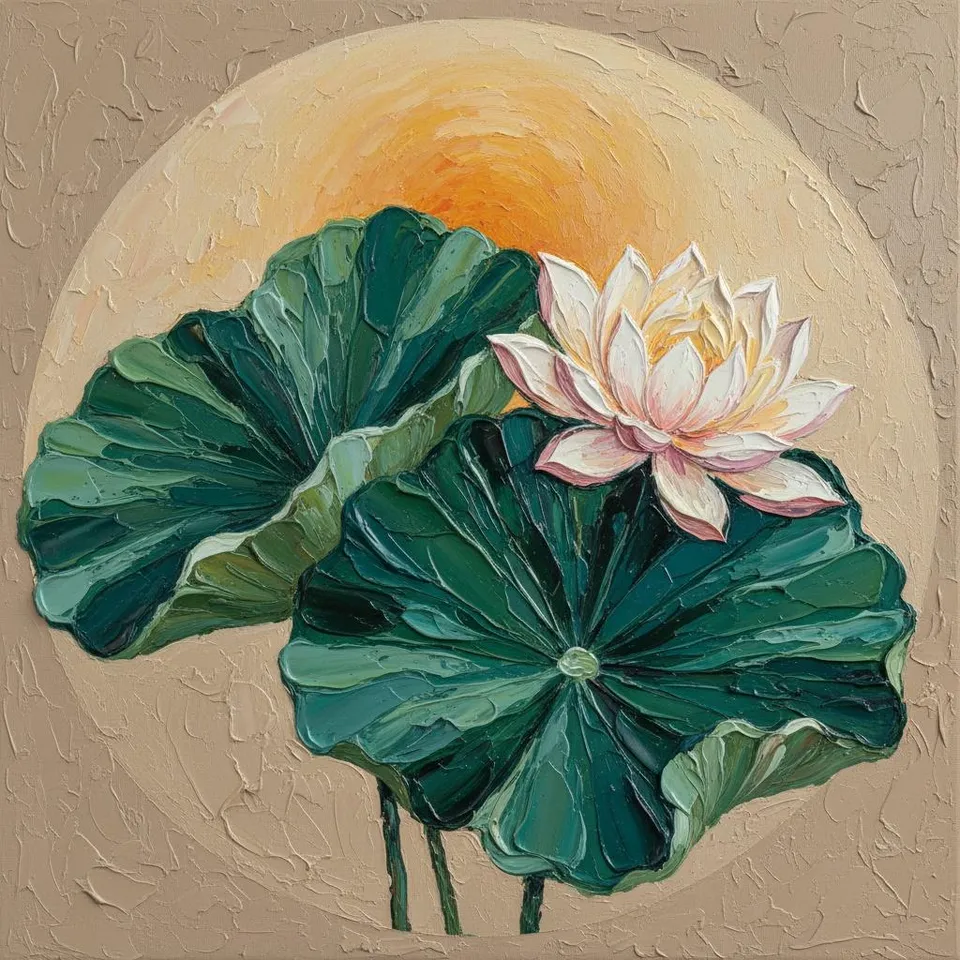 Ethereal Radiance: A Sculptural Study Of The Gilded Lotus And Verdant Flora — Laurent Fontaine