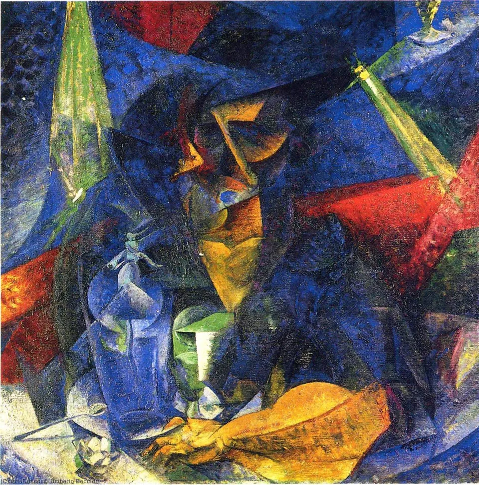 Woman In A Café: Compenetrations Of Lights And Planes — Умберто Боччони