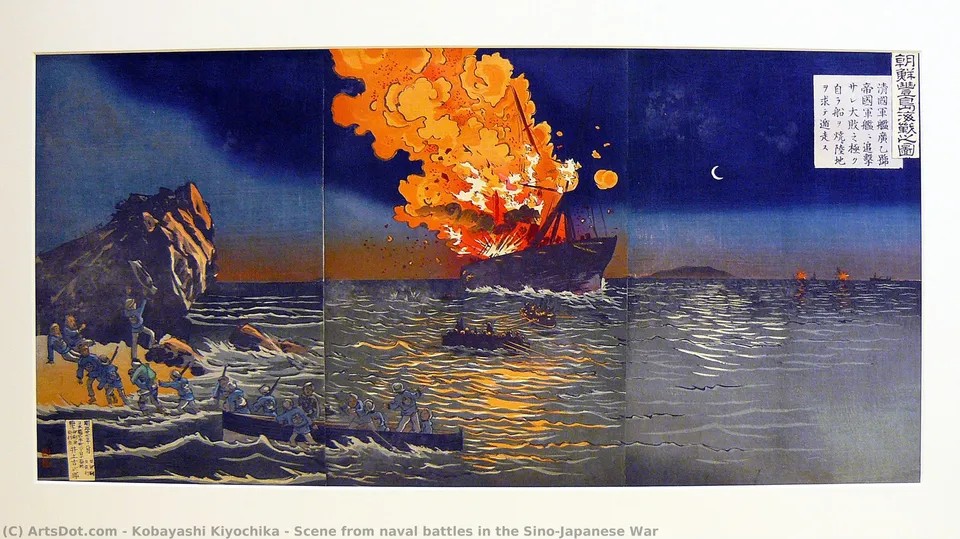 Scene From Naval Battles In The Sino-japanese War — Кобаяси Киётика