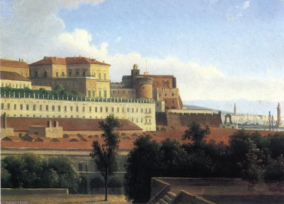 The Palazzo Reale And The Harbor - Naples — Alexandre-hyacinthe Dunouy
