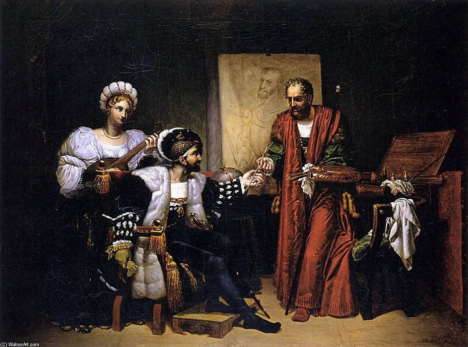 Charles V Picking Up Titian's Paintbrush — Pierre Nolasque Bergeret