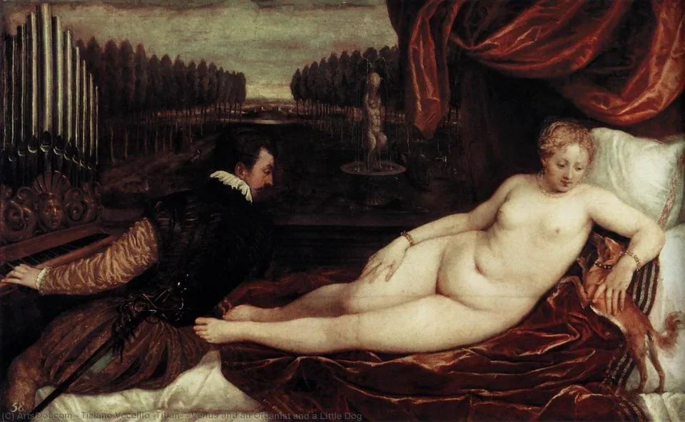 Venus And An Organist And A Little Dog — Тициан