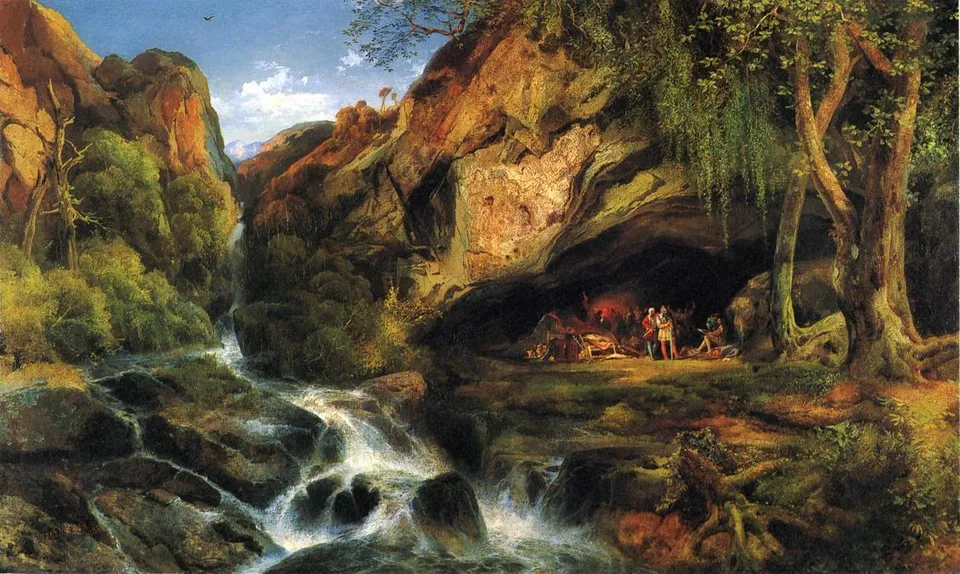Salvator Rosa Sketching The Banditi — Tomas Moran