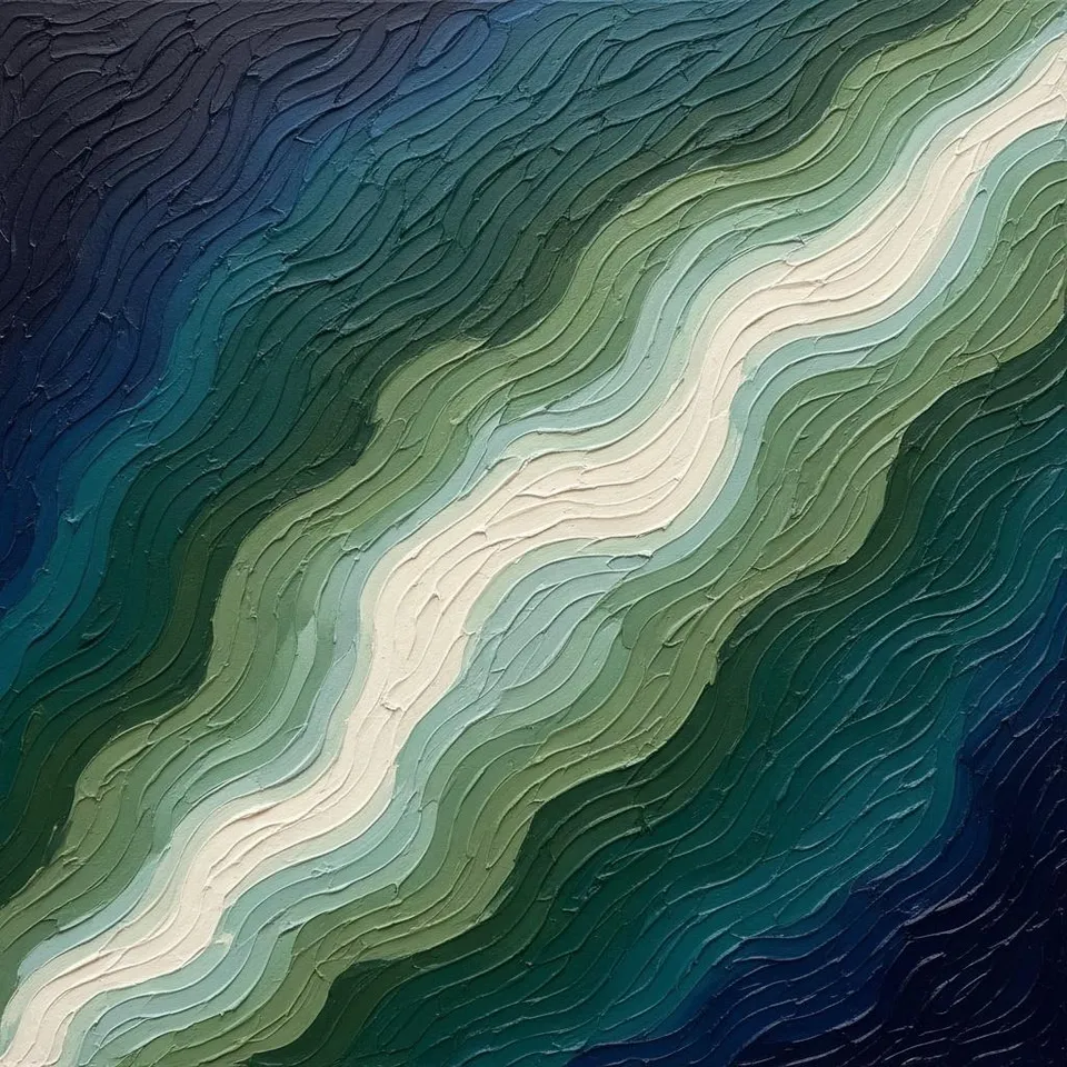 Meditative Rhythms Of Deep Teal And Cream Within A Sculptural Topography — David Moreau